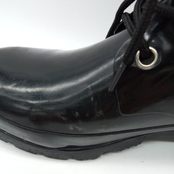 ROMA Black Epaga Lace Up Rain Rubber Combat Boots Sz 8 - Picture 7 of 12